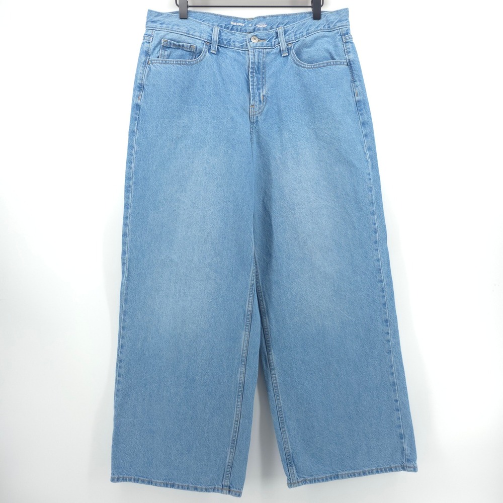 Old Navy Wow Baggy Women Jeans 12 Light Blue Wide Leg Mid Rise Denim